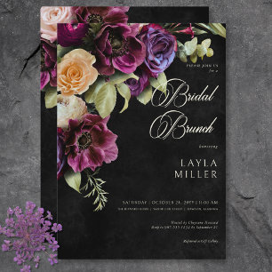 Invitación Oscuro Elegante Negro Dramático Floral Bridal Show