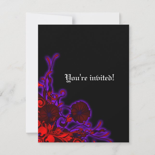Invitación Oscuro gótico Boda floral moderno (Anverso)