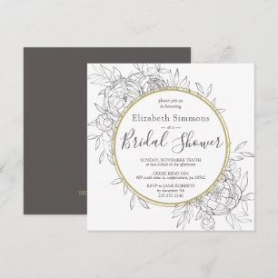 Invitación Oscuro Gris Peony Floral Toile moderno ducha de no
