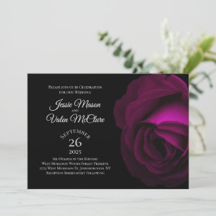 Invitación Oscuro Magenta Rosa Rosa Gótica Elegante Boda