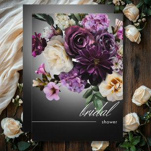 Invitación Oscuro Midnight Morple Floral Romance Bridal Showe