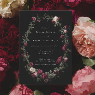 Invitación Oscuro Moody Black Gótica Roses Roses Roses Bridal