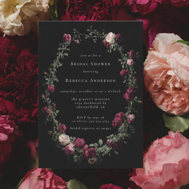 Invitación Oscuro Moody Black Gótica Roses Roses Roses Bridal (Subido por el creador)