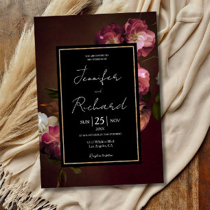 Invitación Oscuro Moody Boda floral de los viejos maestros ho