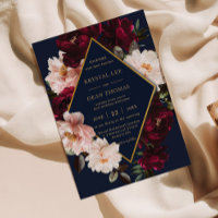Oscuro Moody Burgundy Rubor Navy Boda Floral Azul