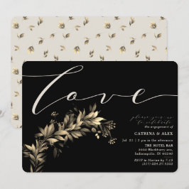 Invitación Oscuro Moody Greenery Beige Partido de Compromiso 