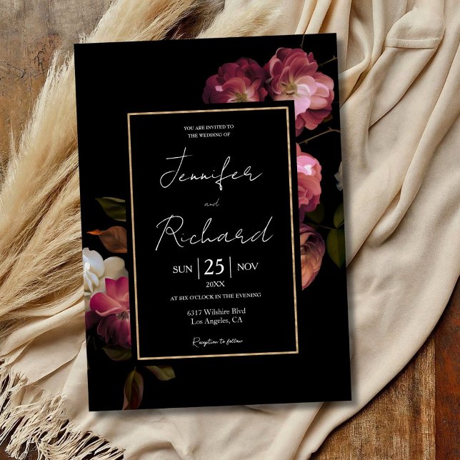 Invitación Oscuro Moody Holandés viejo maestro floral Boda ne (Subido por el creador)