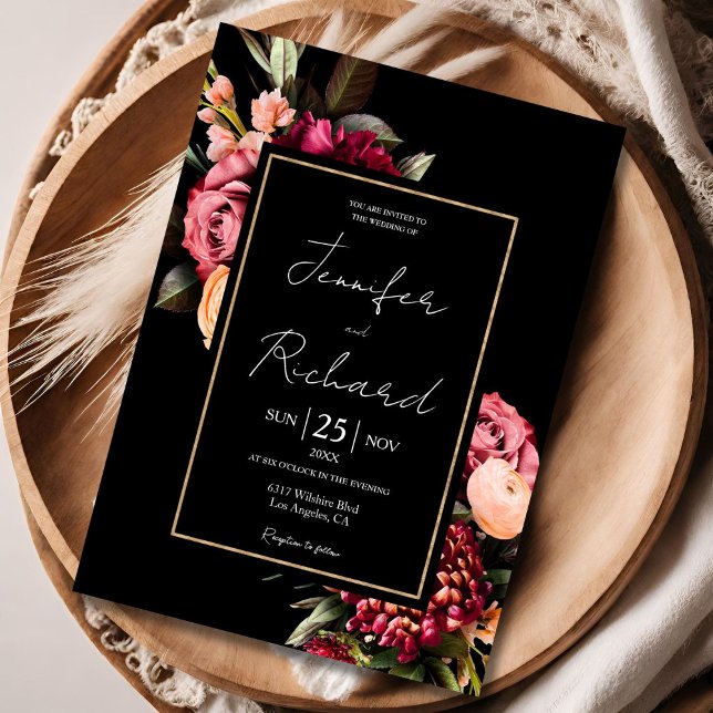Invitación Oscuro Moody holandés viejo máster florece Boda ne (Subido por el creador)
