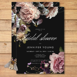 Invitación Oscuro Moody Pastel Opulent Floral Bridal Shower