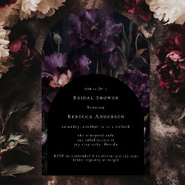 Invitación Oscuro Moody Purple Gothic Floral Bridal Shower Ar