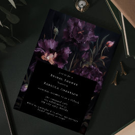 Invitación Oscuro Moody Purple Gothic Florals Bridal Shower