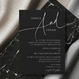 Invitación Oscuro Moody Romántico Boda formal negro