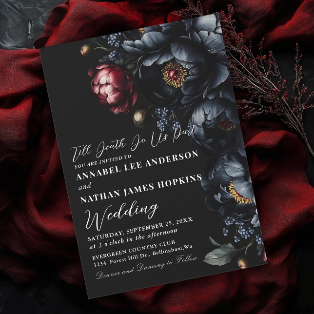 Invitación Oscuro Moody Romántico Boda gótico Peony (Subido por el creador)