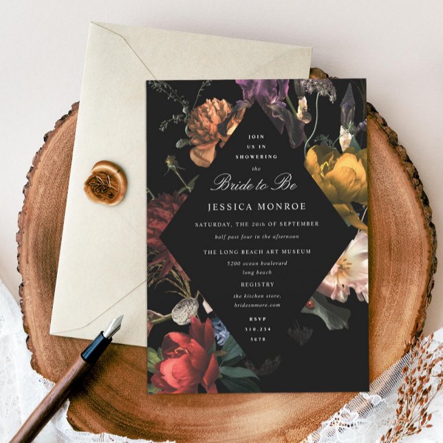 Invitación Oscuro Moody Romántico Floral Bridal Shower (Subido por el creador)