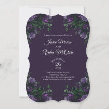 Oscuro Morado Floral Elegante Boda Gótica