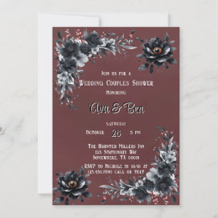 Invitación Oscuro rojo gótico negro floral Boda ducha de pare