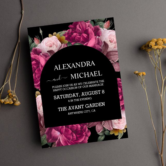 Invitación Oscuro Romántico acuarela Floral Holandés Masters  (Subido por el creador)