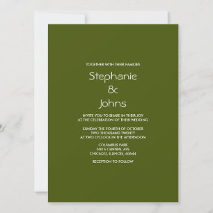 Invitación Oscuro Sage Verde Negro Simple Boda de Guay Mínimo