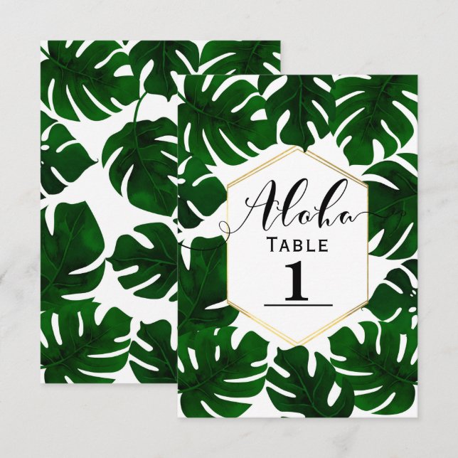Invitación Oscuro Verde Tropical Sale Número de la Mesa de Or (Anverso / Reverso)