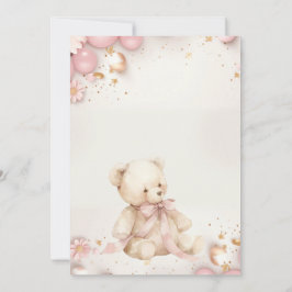 Invitación Osita de peluche pastel champán dorado niña