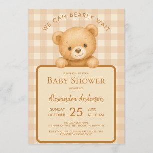 Invitación Osito Aguanta Cumpleaños & Baby Shower de Cuadro M