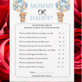 Invitación Osito de Baby Shower Azul Mamá o Papá