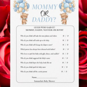 Invitación Osito de Baby Shower Azul Mamá o Papá