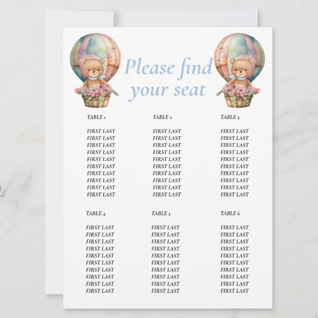 Invitación Osito de cumpleaños Globo  (Anverso)