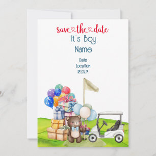 Invitación Osito de Golf es Niño para el Bebé Golfista