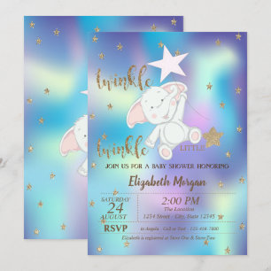 Invitación Osito de la estrella brillante holográfica para ba