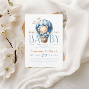 Invitación Osito de peluche azul globo aéreo pequeño