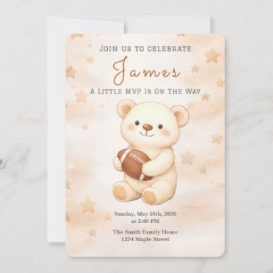 Invitación Osito de peluche de fútbol pequeño MVP Baby Shower