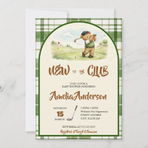 Invitación Osito de peluche de golf adorable nuevo en el club
