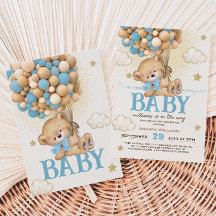 Osito de peluche globos azules Baby Shower	