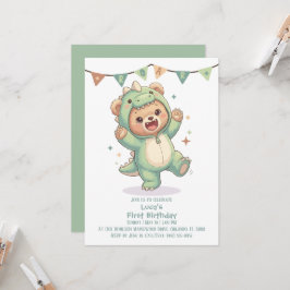 Invitación Osito de peluche lindo dinosaurio | Cumpleaños del