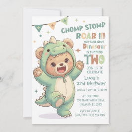 Invitación Osito de peluche lindo dinosaurio | Fiesta de cump