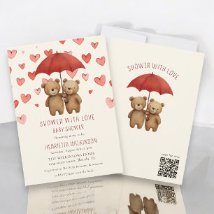 Invitación Osito de peluche "Lluvia de Amor" Baby shower