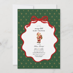 Invitación Osito de peluche Merry Little Christmas Baby Showe