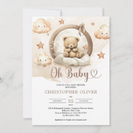 Invitación Osito de peluche moreno moreno neutro rusty Boho