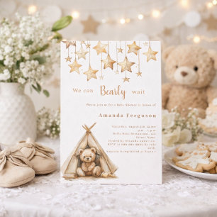 Invitación Osito de peluche protagoniza Baby Shower boho de c