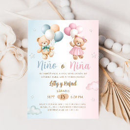Invitación Osito de peluche Revelación de Género Niño o Niña