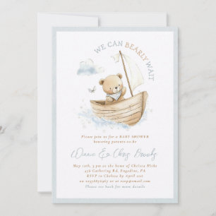 Invitación Osito Marinero Pequeño No Podemos Esperar Cumpleañ