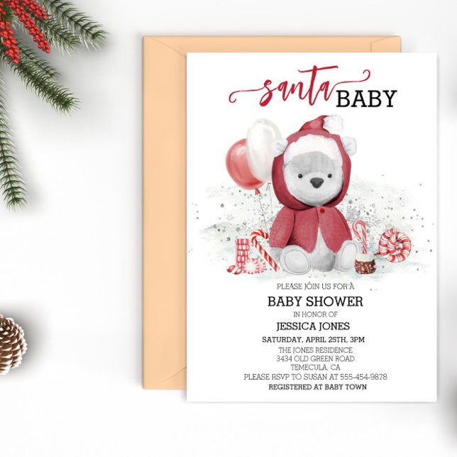 Invitación Osito polar en bañera para baby shower de Santa Cl (Subido por el creador)