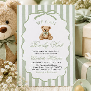 Invitación Osito Verde de Peluche No Podemos Esperar Cumpleañ