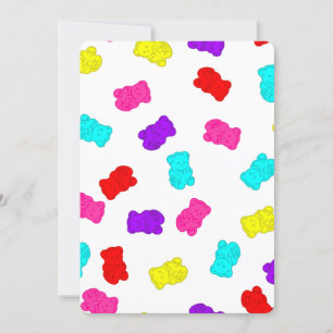 Invitación ositos de gominola coloridos caramelo arcoíris