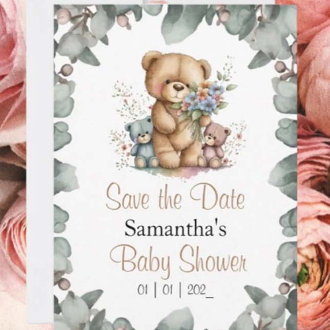 Invitación Ositos Gemelos Acuarela  la Fecha (It’s going to be a bear-y wonderful time as we shower our little one with affection!)