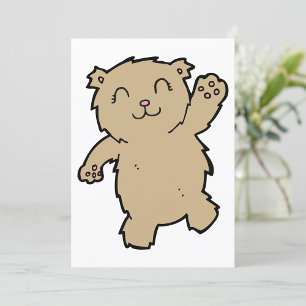 Invitación Oso Adorable Sonriendo Agitando