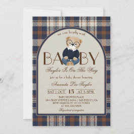 Invitación Oso Apenas Espera Lujo Chico Fiesta de Bebé