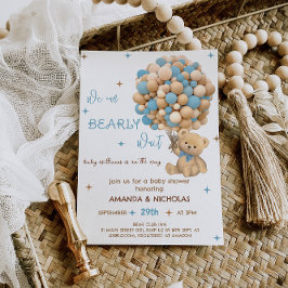 Invitación Oso Apenas Espera Niño Azul de Ducha