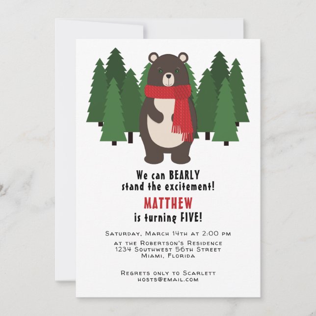Invitación Oso Arbolito (Anverso)